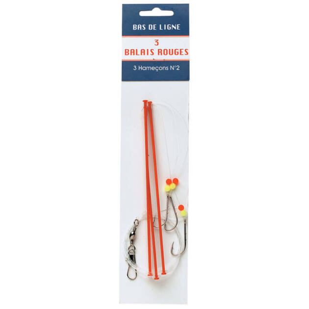 Bas de ligne mer flashmer balais rouge x3