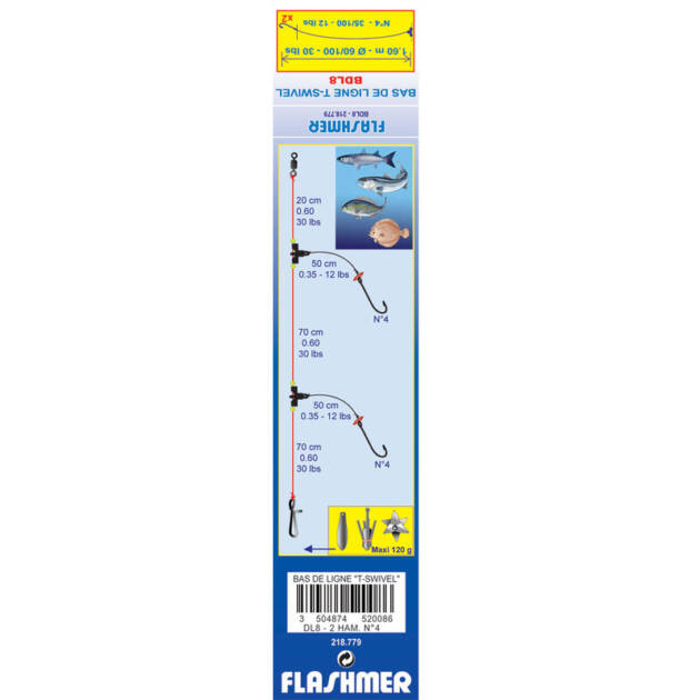 Bas de ligne mer flashmer t-swivel dl8